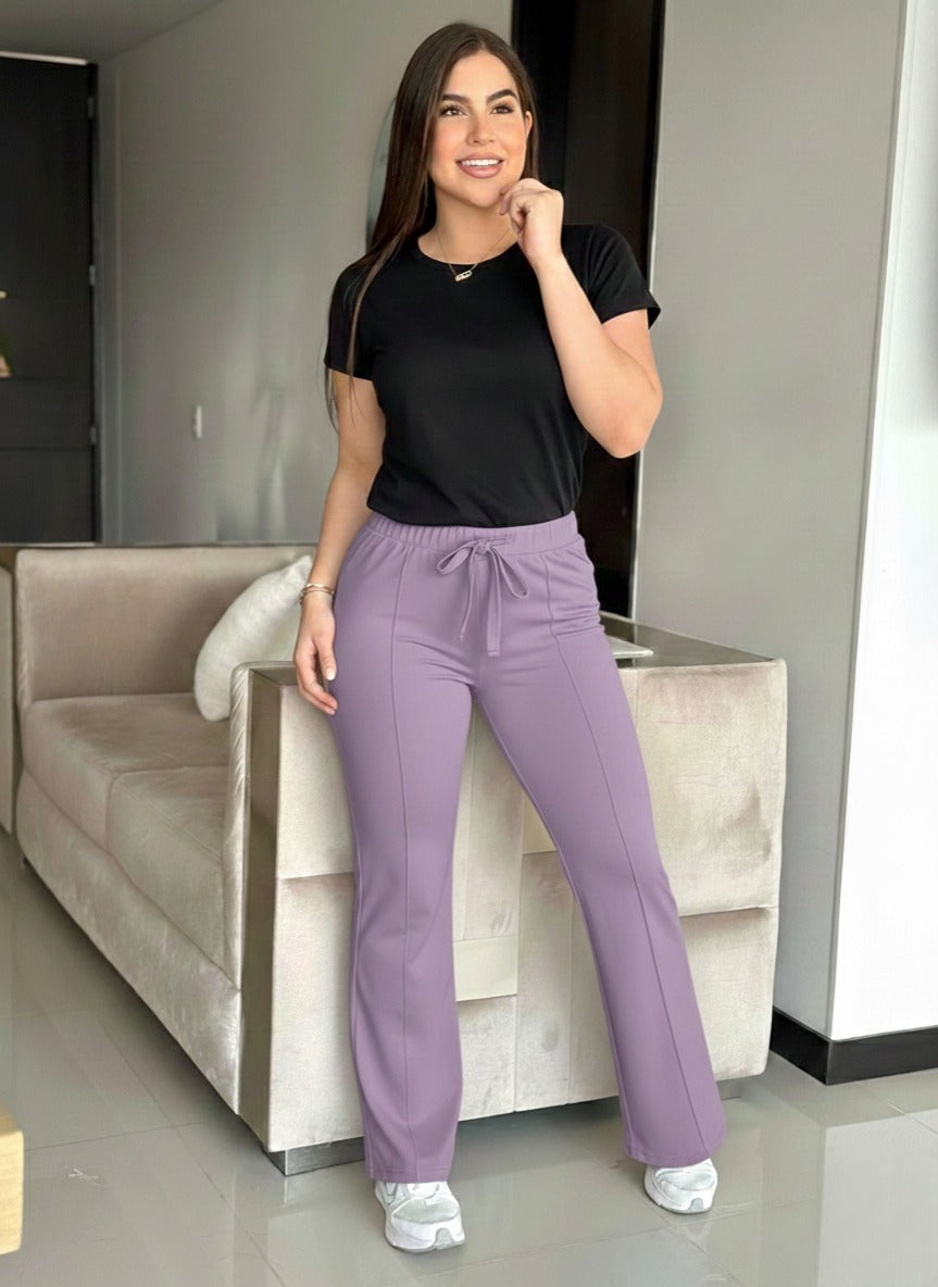 Pantalon Bota Recta En Piel De Durazno