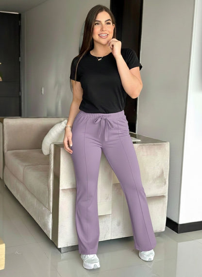 Pantalon Bota Recta En Piel De Durazno