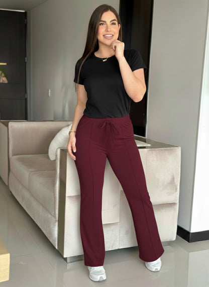 Pantalon Bota Recta En Piel De Durazno
